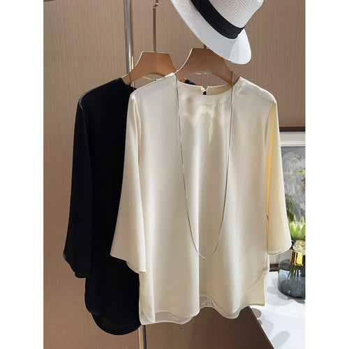 Damen Elegante und luftige Bluse mit drei Viertel-Ärmeln Echoarchiv