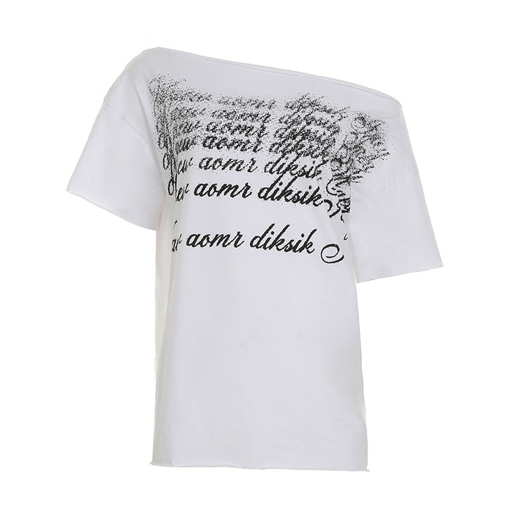 Damen Oversized T-Shirt mit Kristallverzierung und V-Ausschnitt Echo Archiv