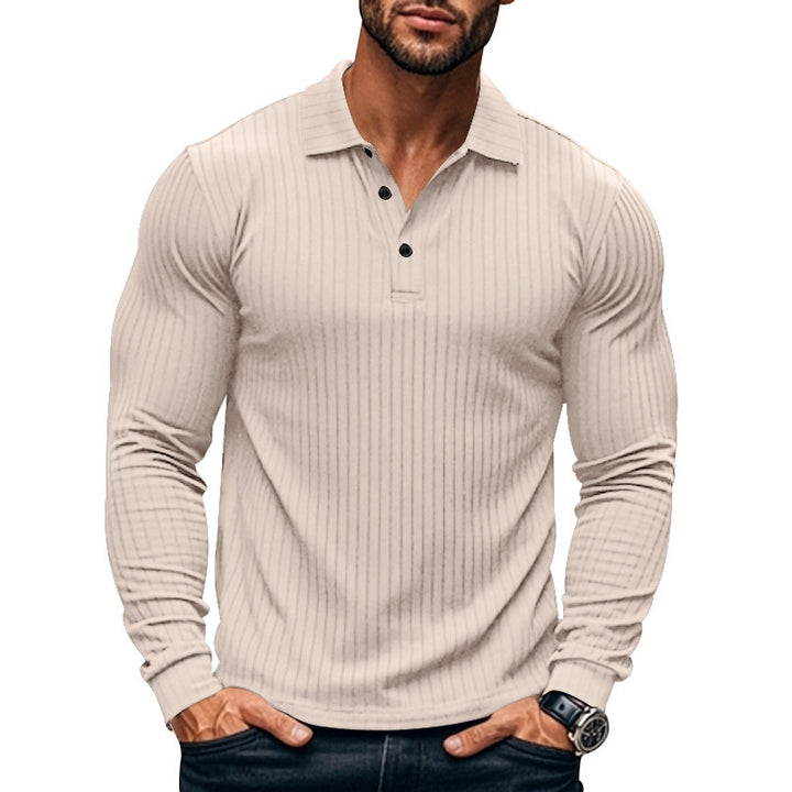 Herren Langarm-Henley-Shirt mit strukturiertem Rippenmuster Echoarchiv