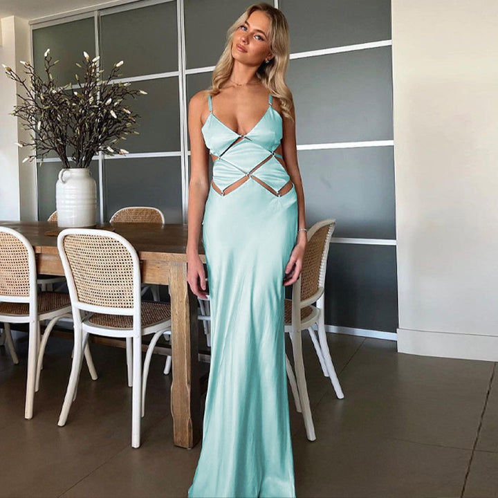 Damen glamouröses Maxikleid mit einzigartigem Schnitt und eleganten Schlaufen Echo Archiv
