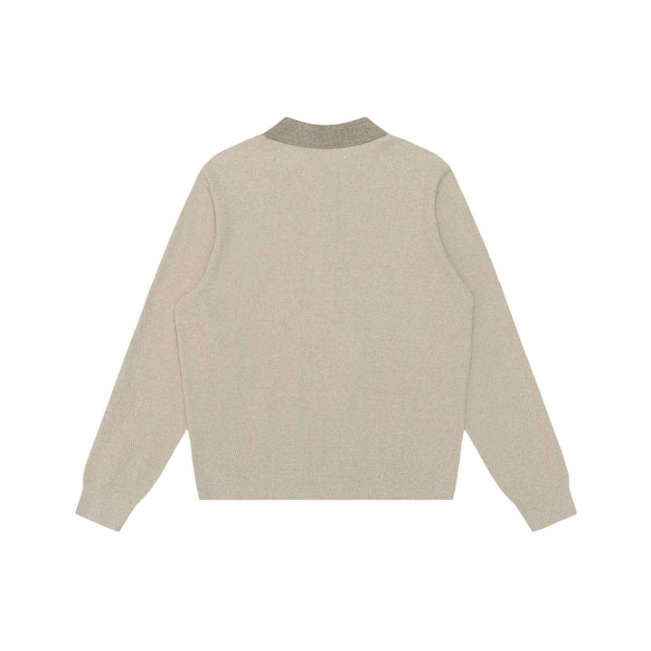 Unisex Strukturierter Polokragen-Strickpullover mit Halbknopfleiste Echoarchiv