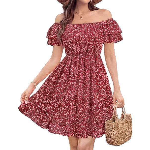 Damen lässiges Sommerkleid mit Rüschendetails Echo Archiv
