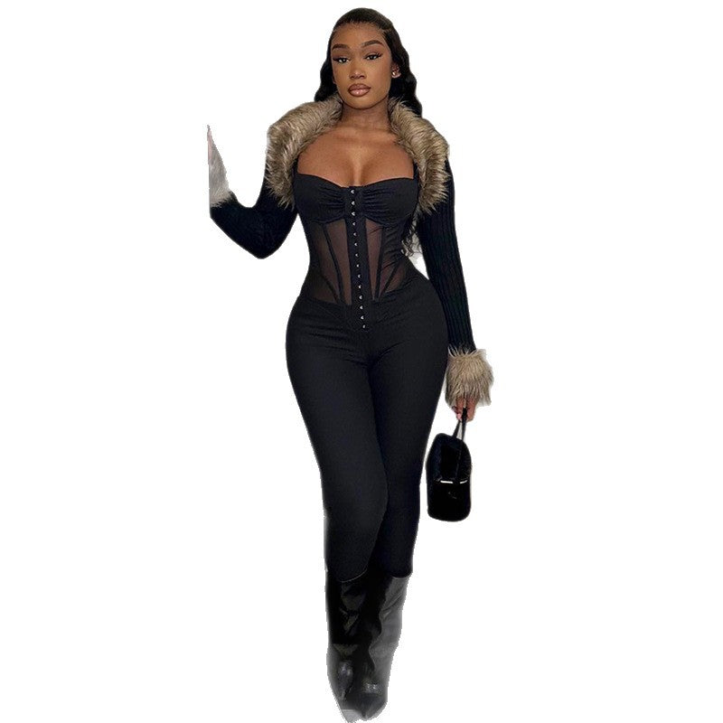 Damen Eleganter Body mit durchsichtigen Einsätzen und figurformendem Schnitt Echo Archiv