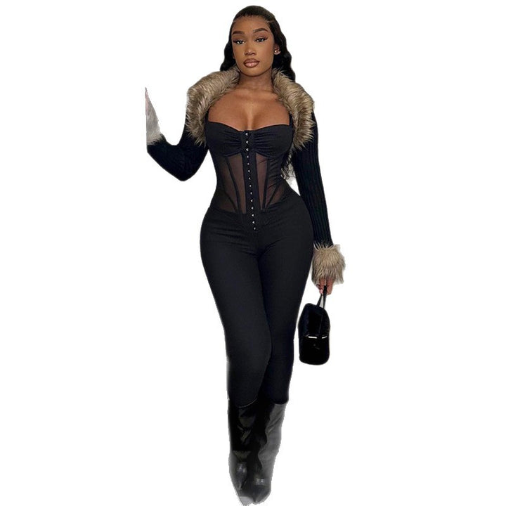 Damen Eleganter Body mit durchsichtigen Einsätzen und figurformendem Schnitt Echo Archiv