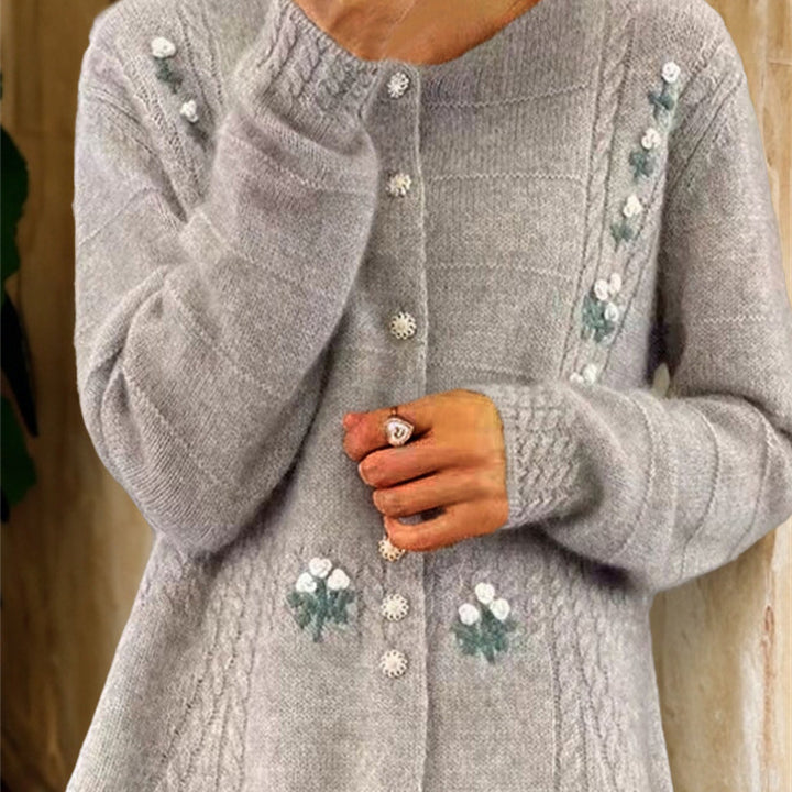 Damen nan Strickcardigan mit floraler Reliefstickerei und Zopfmuster Echo Archiv