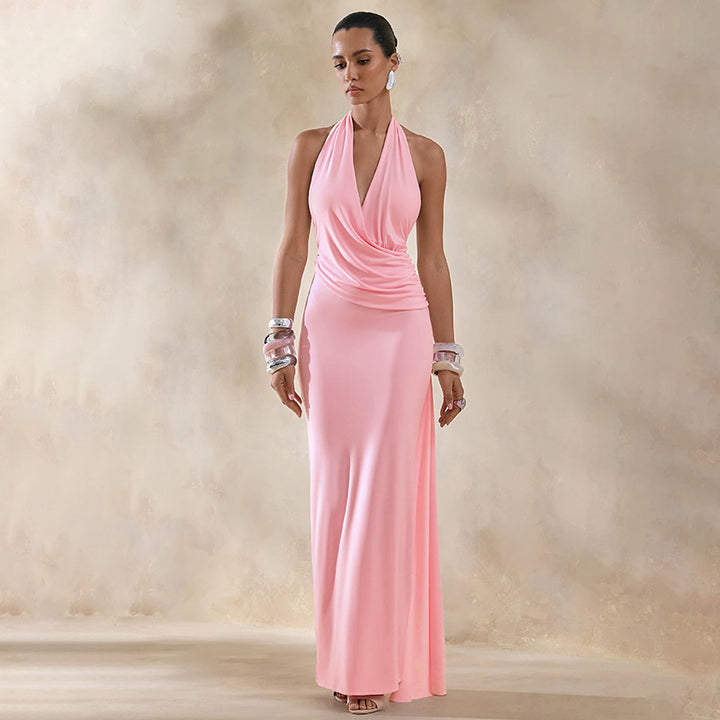 Damen Elegantes Wickel-Maxikleid mit tiefem V-Ausschnitt und schicker Drapierung Echo Archiv