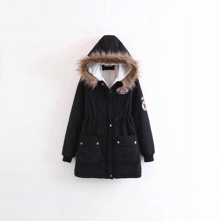Damen Langer Utility-Parka mit Teddyfutter, Kapuze mit Kunstfell und Kordelzug – Avérine