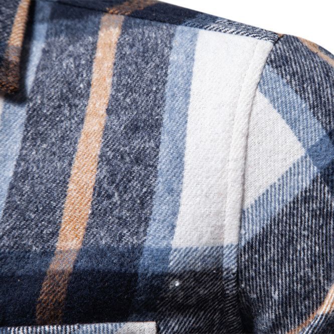 Herren kariertes Flanellhemd mit zwei Brusttaschen Echoarchiv