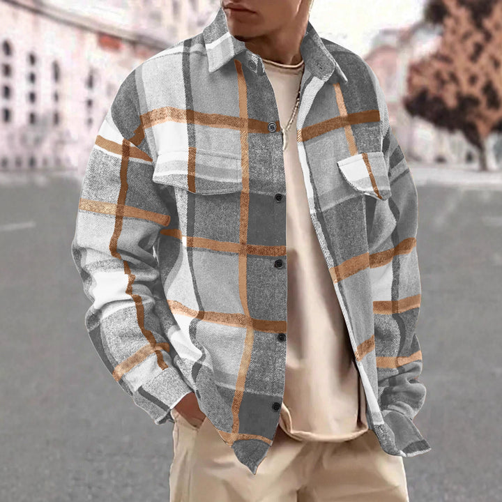 Herren Karierte Flanelljacke mit zwei Brusttaschen und modernem Schnitt Echoarchiv