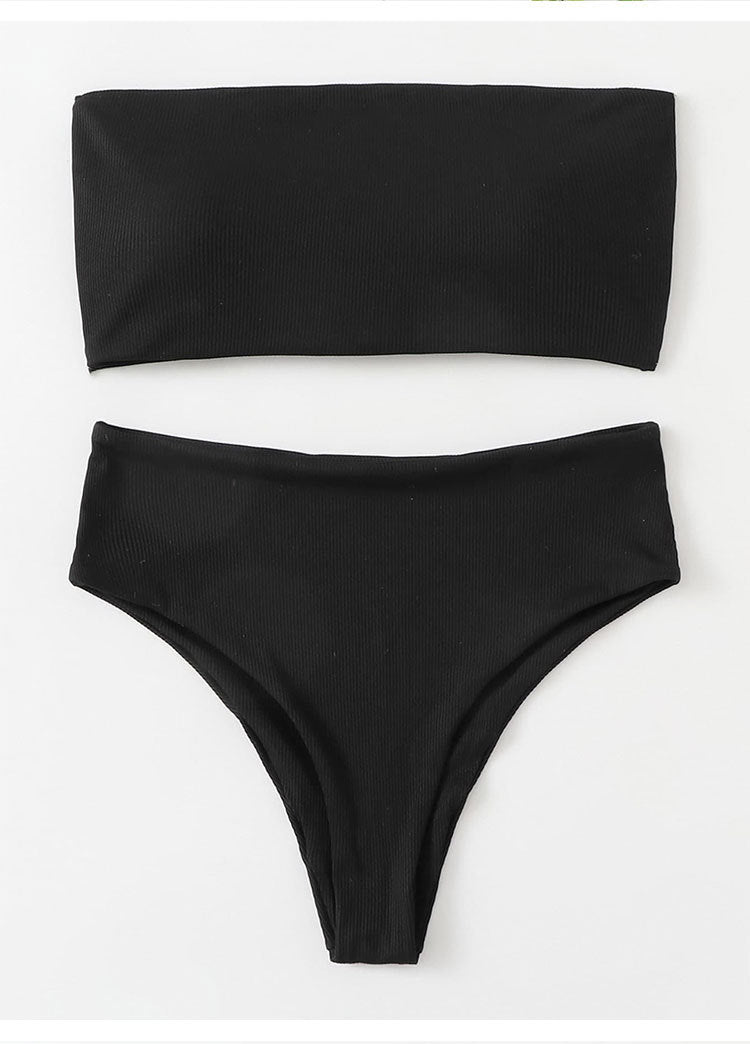 Damen Hoch tailliertes Bikini-Set mit geripptem Stoff Echo Archiv