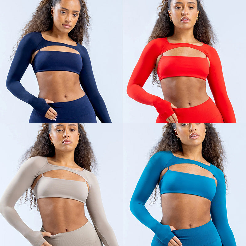 Damen Sportliches Langarm Crop-Top mit angeschnittenem Design Echo Archiv