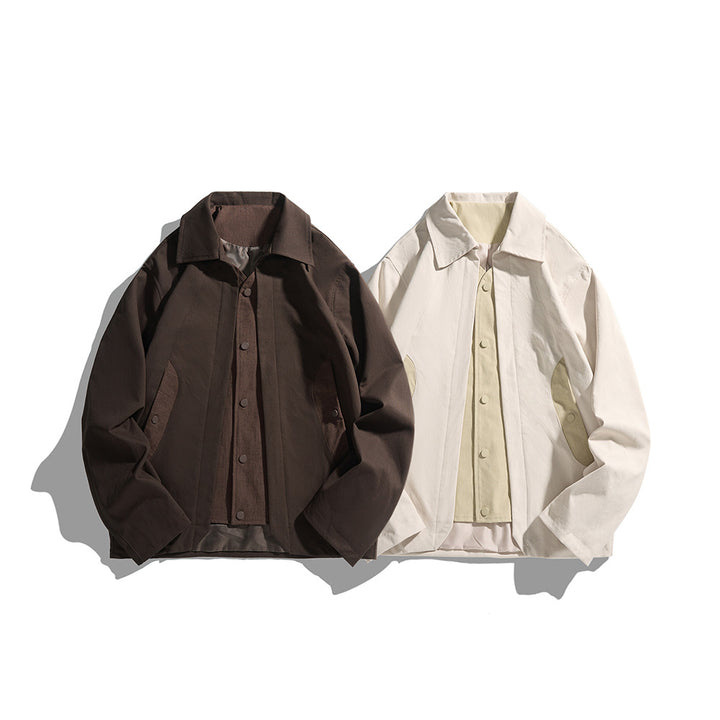 Herren leichte Freizeitjacke mit Hemdkragen, Druckknopfleiste und verdeckten Nahttaschen Echoarchiv