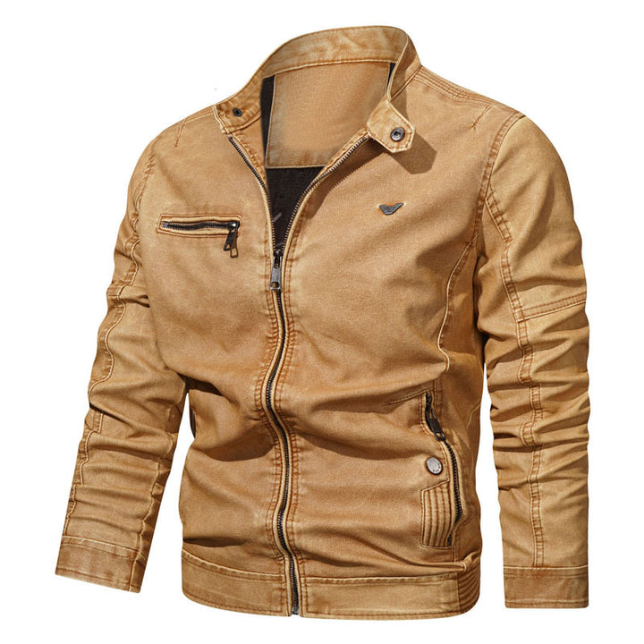 Herren Denim-Blouson im Pilotenstil mit tailliertem Schnitt, Reißverschlusstaschen und Steppdetails Echoarchiv