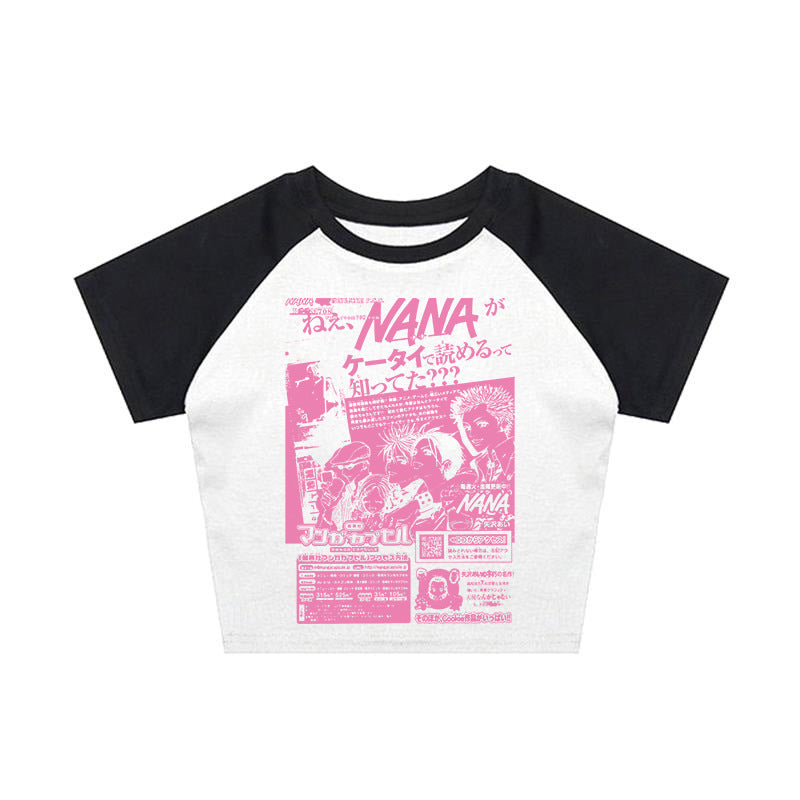 Damen Crop-Top mit kreativem grafischen Druck Echo Archiv