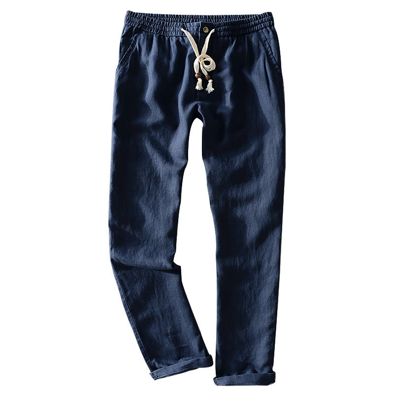 Damen Leinenhose mit elastischem Bund, Tunnelzug und geradem Bein Echoarchiv