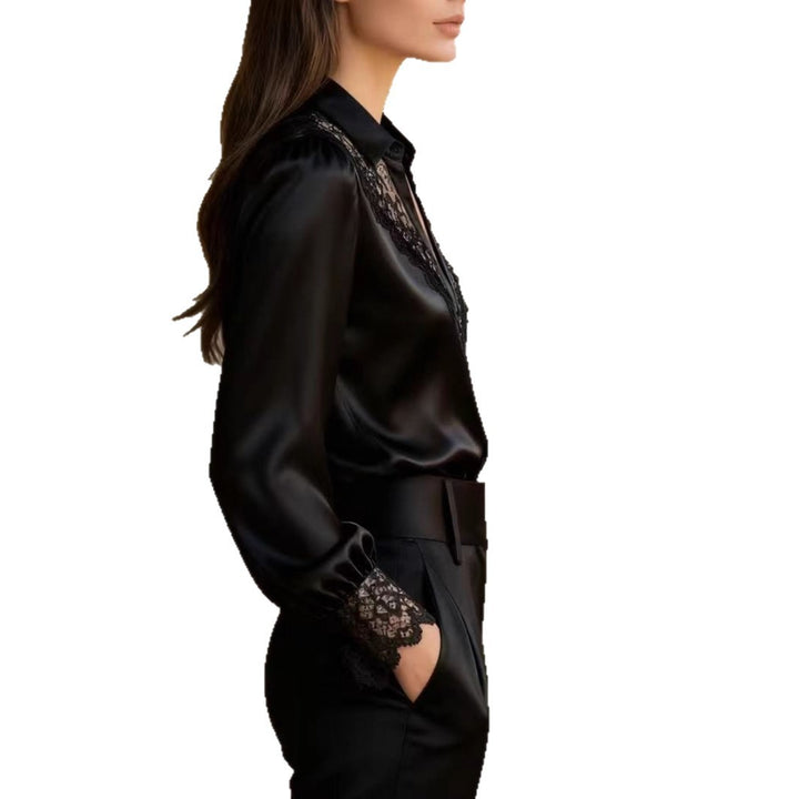 Damen elegante Bluse mit romantischen Spitzenakzenten Echo Archiv