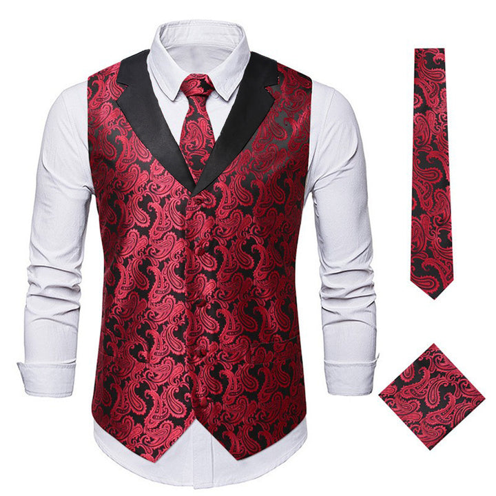 Herren elegante Weste mit floralem Jacquard-Muster und passendem Krawatten-Set Echoarchiv
