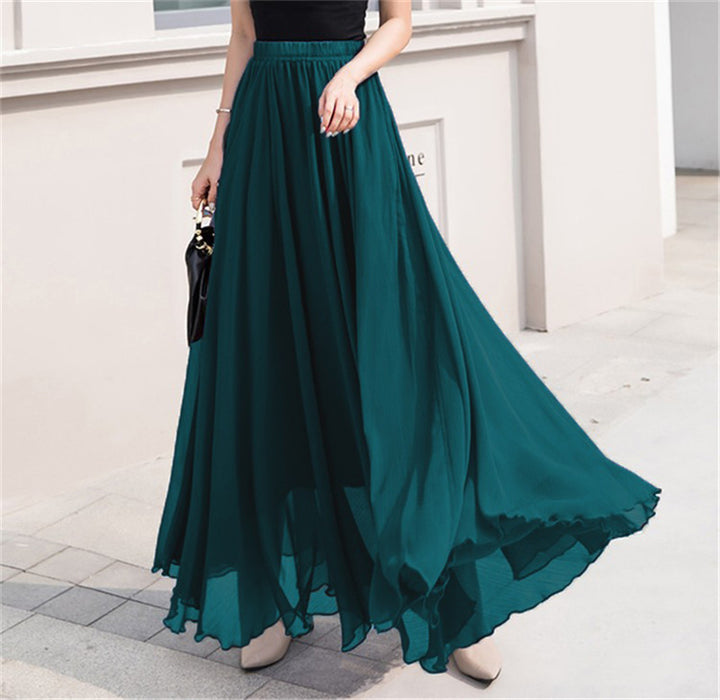 Damen nan Maxi-Chiffonrock mit elastischem Bund und fließender A-Linie Echo Archiv