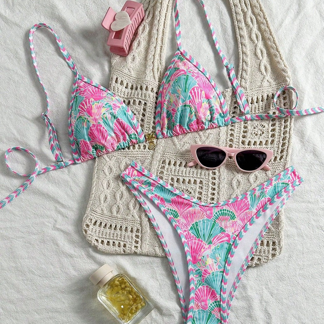 Damen Triangel-Bikini-Set mit trendy Muschel-Muster Echo Archiv