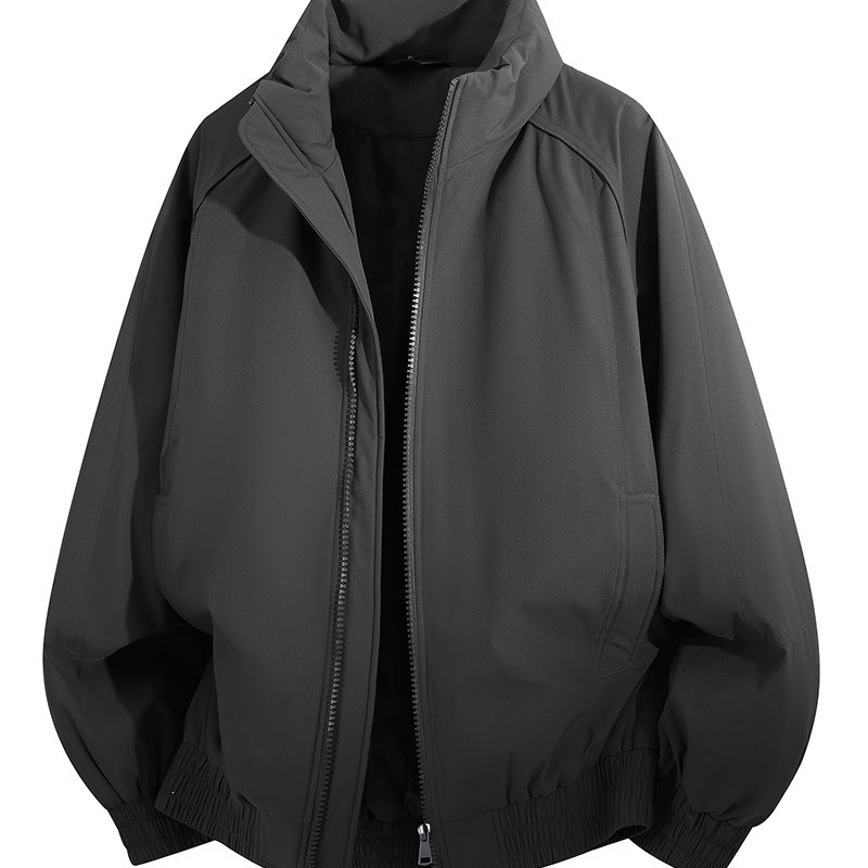 Unisex Oversize-Bomberjacke mit Stehkragen, elastischem Saum & wattierter Fütterung Echoarchiv
