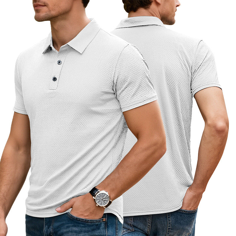 Herren nan strukturiertes Mikrojacquard-Poloshirt mit schlanker Passform und elastischem Komfortstretch Echo Archiv