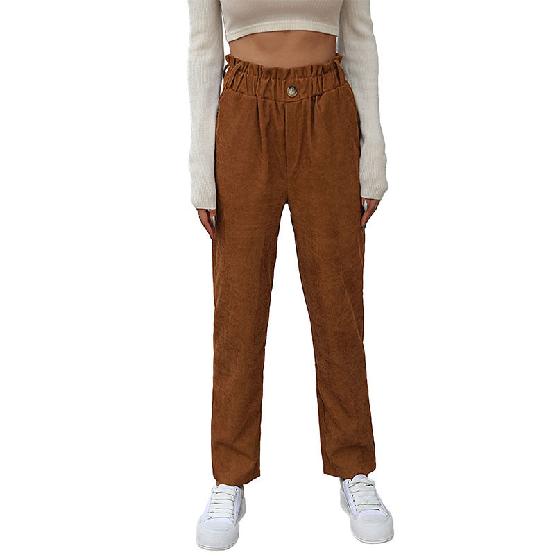 Damen Lässige Cordsamt-Hose mit hohem Bund Echo Archiv