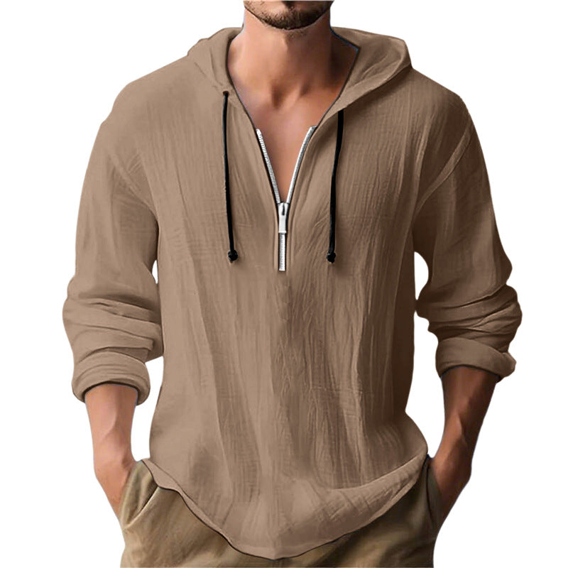 Herren lässiger Kapuzenpullover mit halblangem Reißverschluss und atmungsaktivem Stoff Echoarchiv