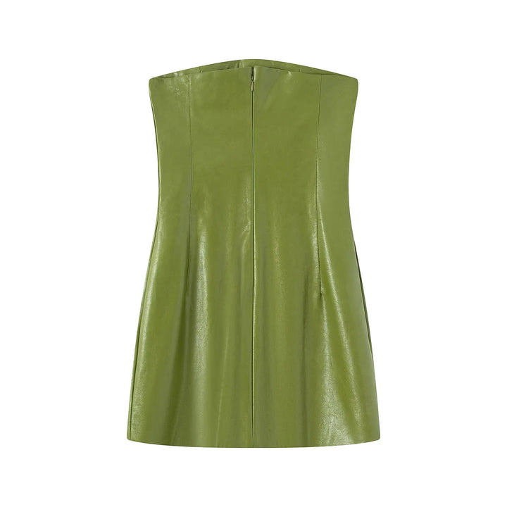 Damen tailliertes Kunstleder-Zweiteiler-Set Jacke mit hohem Stehkragen und Bleistiftrock – Élanora