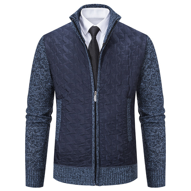 Herren elegante Hybridjacke mit Steppdesign und raffinierten Strickärmeln Echoarchiv