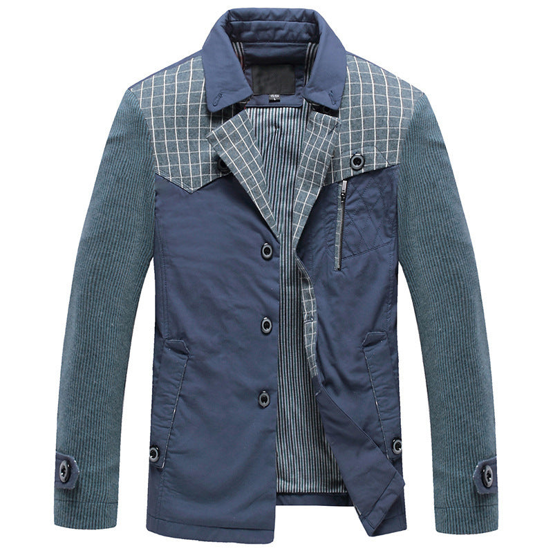 Herren Feldjacke mit Kontrast-Einsätzen und Brust-Reißverschlusstasche – Taviero