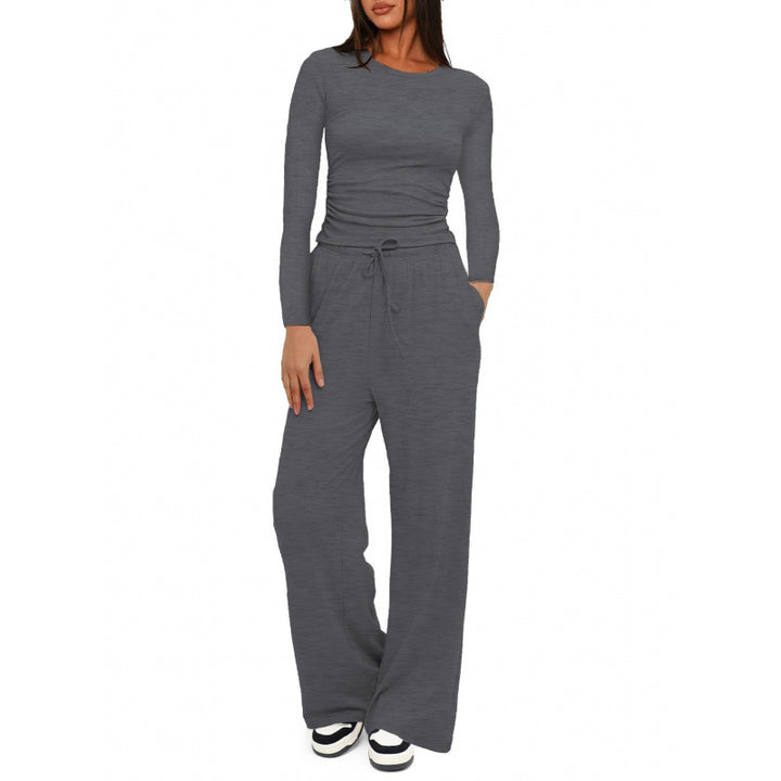 Damen Relax-Freizeithose mit extra weitem Bein, elastischem Bund und Kordelzug Echoarchiv