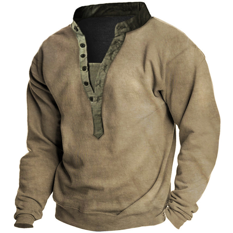 Herren Langarmshirt mit elegantem Knopfverschluss und praktischer Brusttasche Echoarchiv