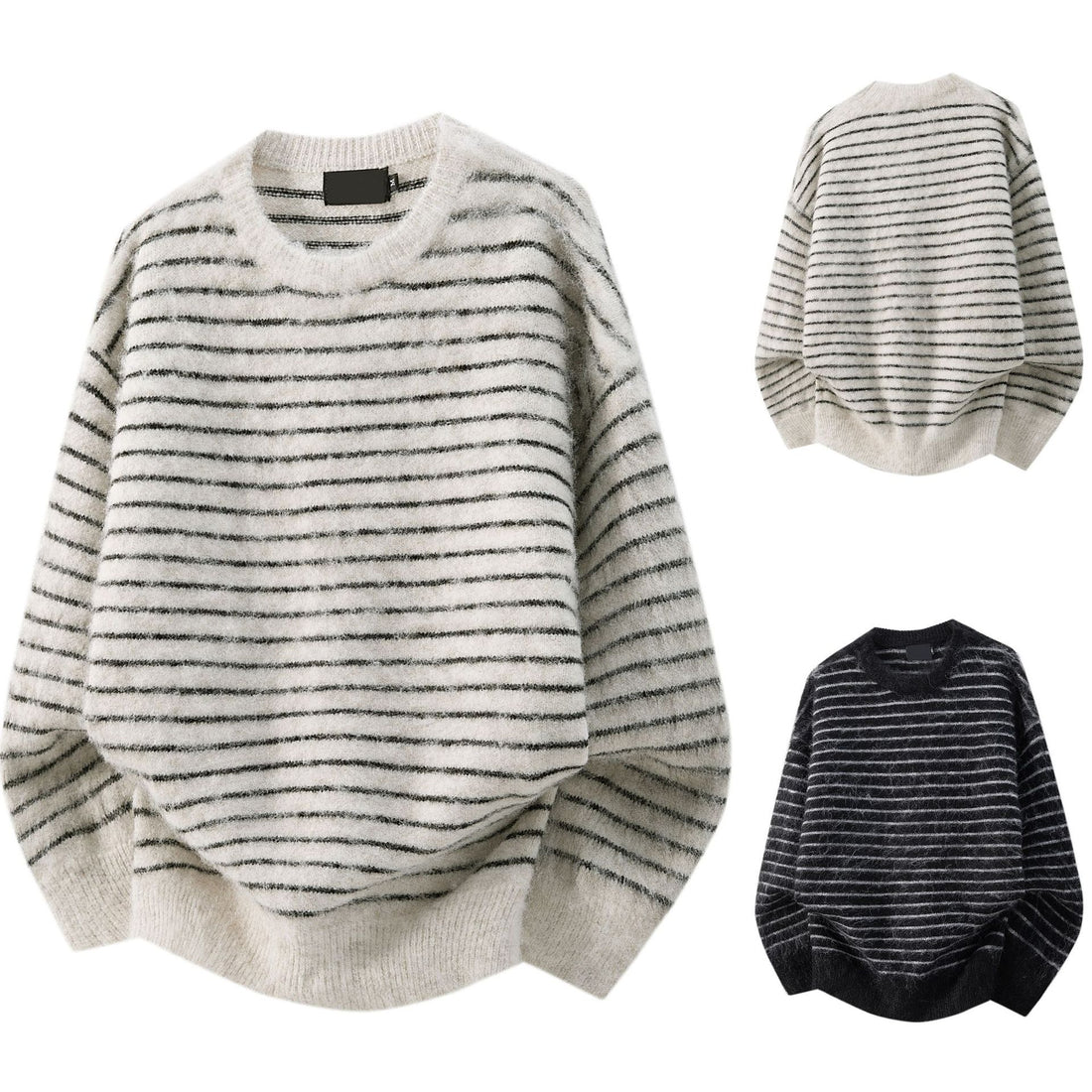 Damen Lässiger Strickpullover mit Streifen Echoarchiv