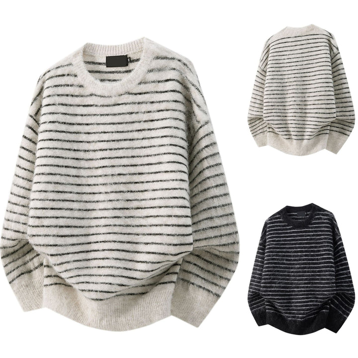 Damen Lässiger Strickpullover mit Streifen Echoarchiv