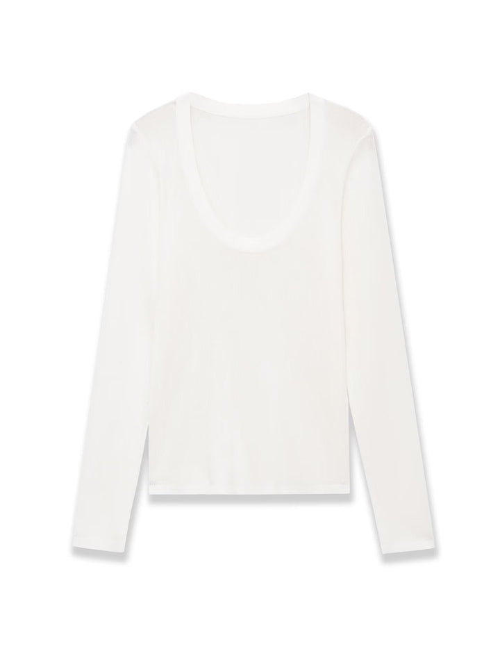 Damen Feinstrick-Pullover mit tiefem U-Ausschnitt und schmaler Silhouette Echoarchiv