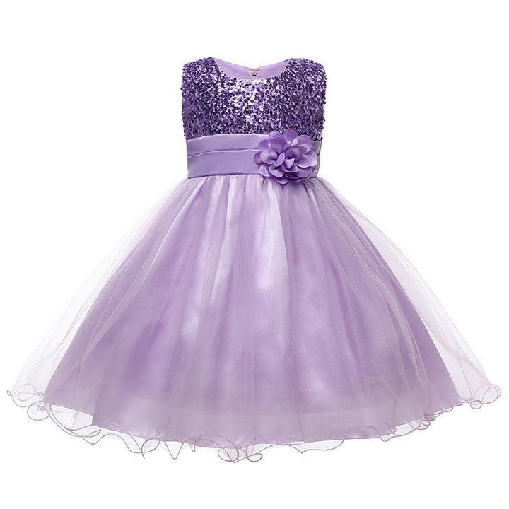 Mädchen Festliches Tüllkleid mit Glitzerndem Oberteil und Floraler Applikation Echoarchiv