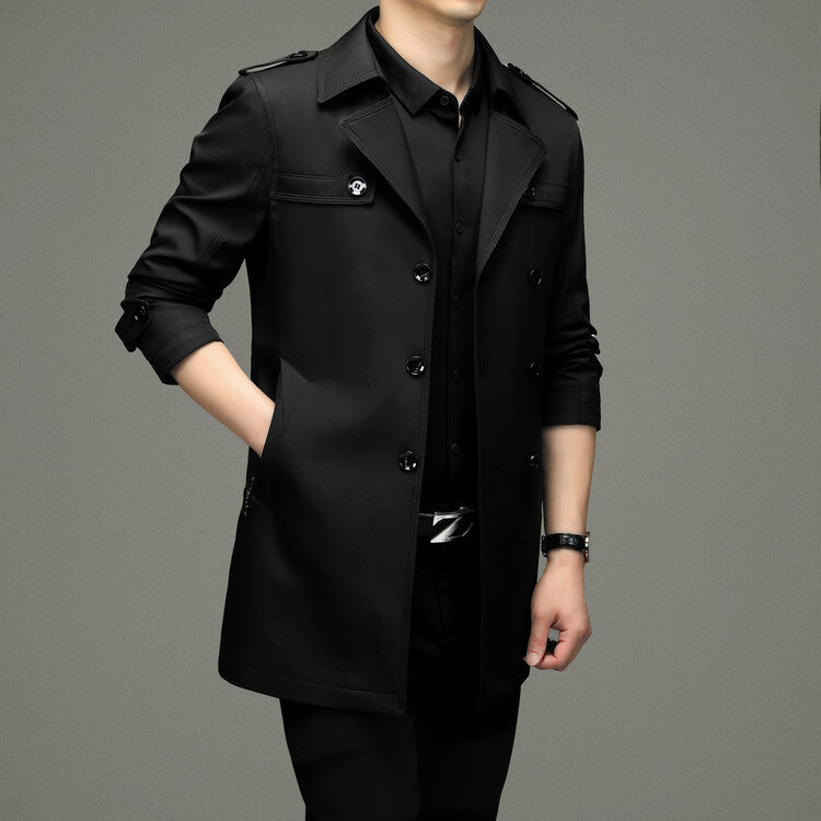 Herren eleganter Trenchcoat mit modischen Details Echoarchiv