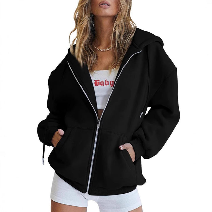 Damen Oversize-Zip-Hoodie mit Kapuze Kängurutaschen und weichem French-Terry – Auréline