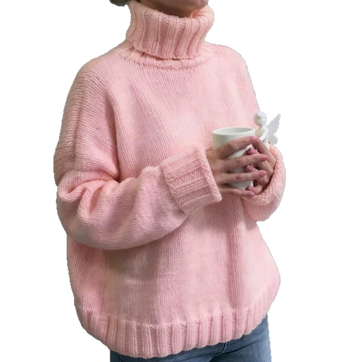 Damen Oversize-Rollkragenpullover im Fluffy-Mix mit breiten gerippten Bündchen – Mavelle