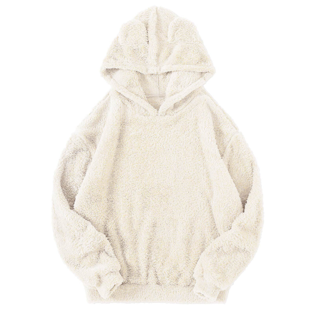 Damen nan kuscheliger Teddy-Hoodie mit Ohren, elastischem Bund und extra weichem Plüsch Echo Archiv