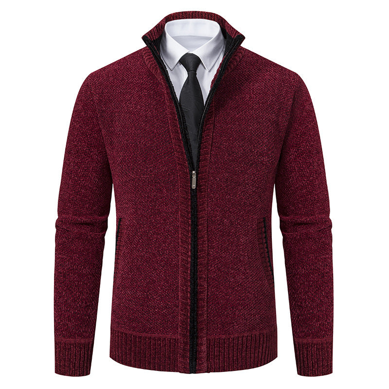 Herren elegante Strickjacke mit modernem Reißverschluss und hohem Kragen Echoarchiv