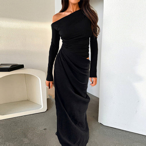Damen elegantes Wickelkleid mit asymmetrischem Schnitt und langen Ärmeln Echo Archiv