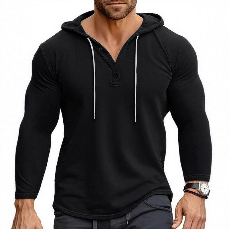 Herren Kapuzenshirt mit modernem Knopfverschluss und atmungsaktivem Stoff Echoarchiv