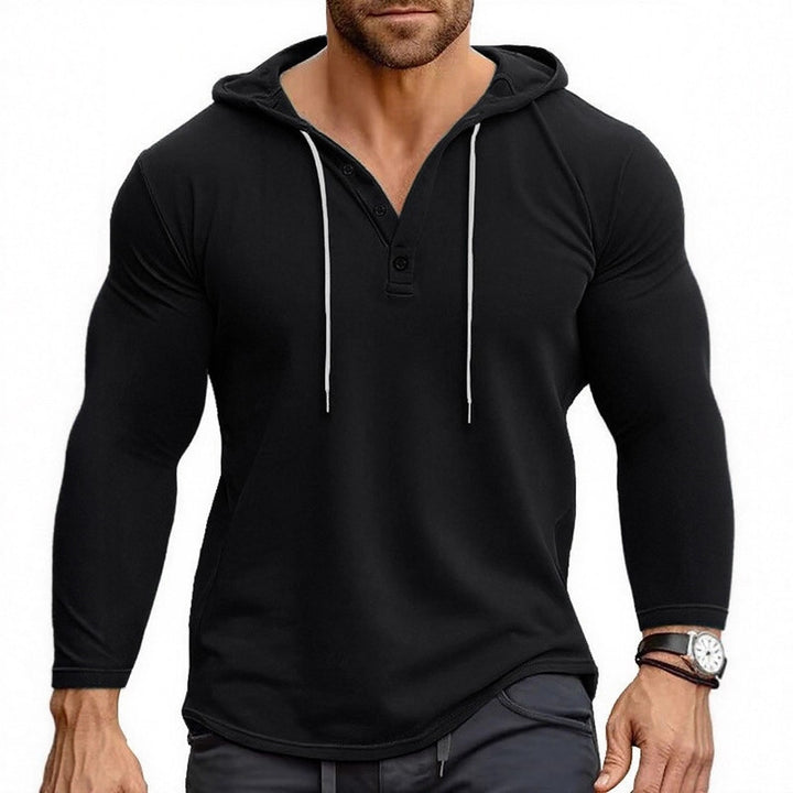 Herren Kapuzenshirt mit modernem Knopfverschluss und atmungsaktivem Stoff Echoarchiv