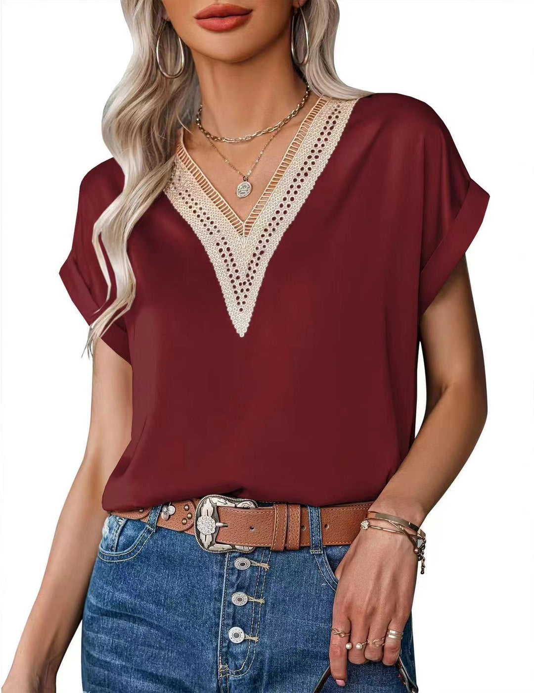 Damen Bluse mit elegantem Spitzenbesatz Echo Archiv