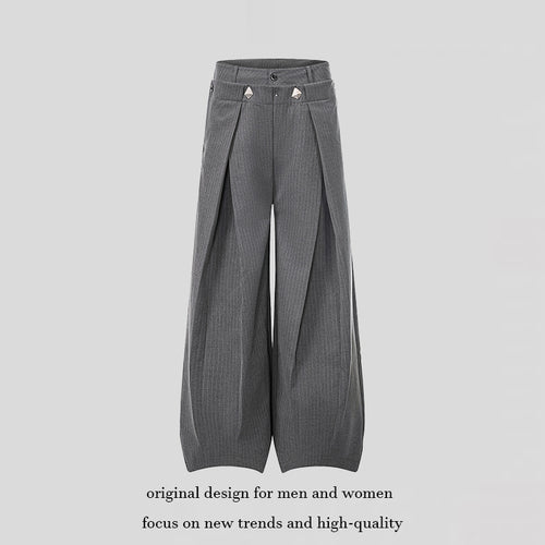 Damen Weite High-Waist Culotte-Hose mit markanter Faltenlegung und Zierknopf-Details Echoarchiv