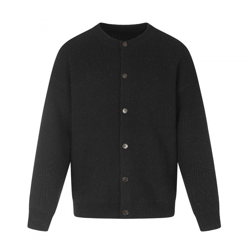 Unisex Boxy-Strickjacke mit Rundhalsausschnitt, durchgehender Knopfleiste und feiner Waffelstruktur Echo Archiv