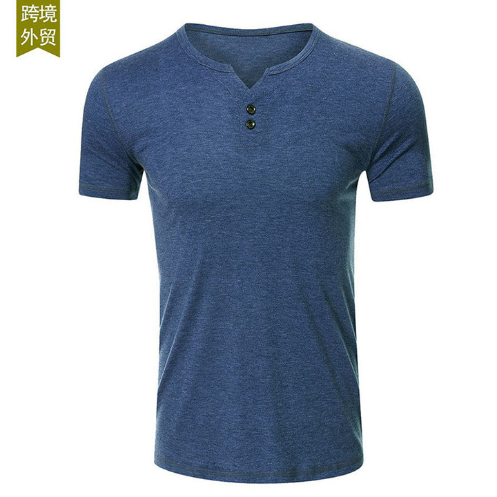 Herren Kurzarm Henley-T-Shirt mit modischem Knopfdesign und komfortablem Schnitt Echoarchiv