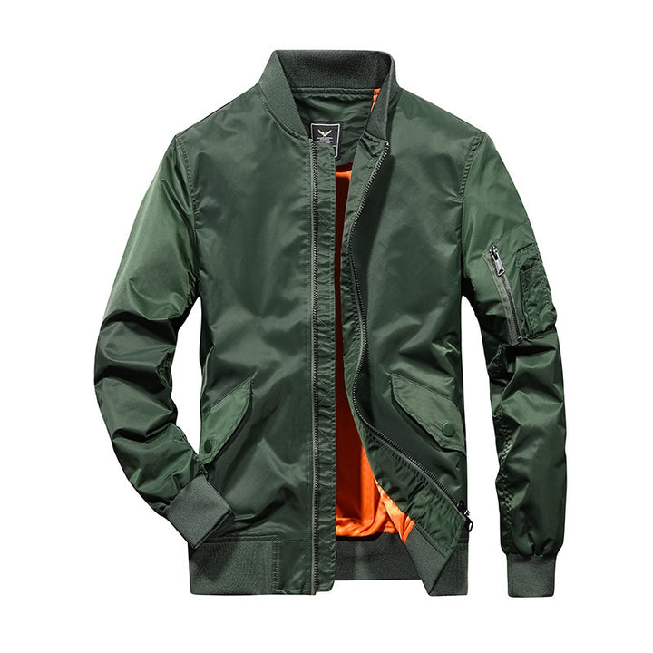 Herren Piloten-Bomberblouson aus technischem Nylon mit kontrastierendem Innenfutter, Ärmeltasche und Rippbündchen Echo Archiv