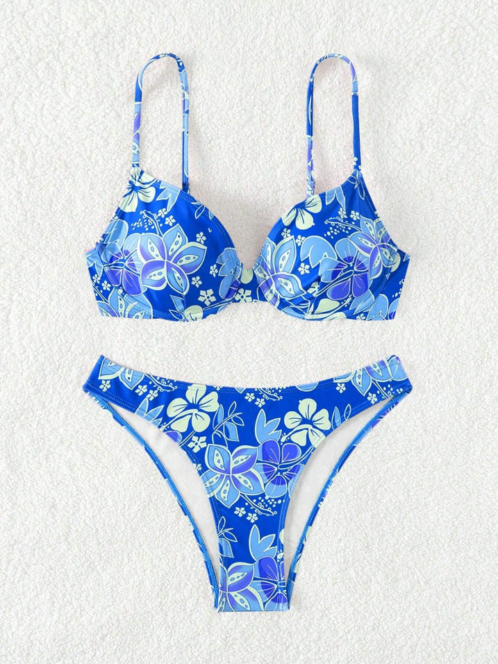 Damen gepolsterter Triangel-Bikini mit floralem Design und verstellbaren Trägern Echo Archiv